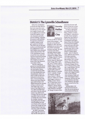 District 5  The Lynnville Schoolhouse Article